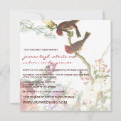 花を咲かせる愛中国のの鳥結婚の© 招待状 (裏面)