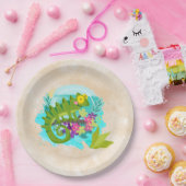 花を咲かせる緑の熱帯性トカゲ ペーパープレート (パーティー)