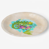 花を咲かせる緑の熱帯性トカゲ ペーパープレート (アングル)