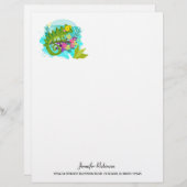 花を咲かせる緑の熱帯性トカゲ レターヘッド (正面/裏面)