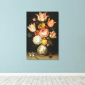 花を咲かせる静物 キャンバスプリント (インサイチュ (ウッドフロア))