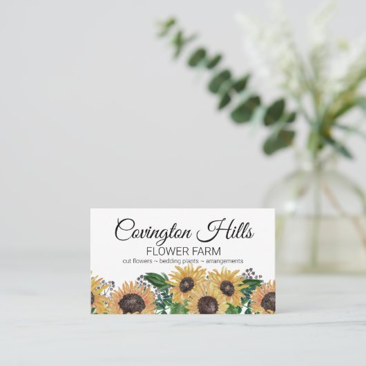 花を売る|ヒマワリファーム名刺 名刺 (スタンド正面)