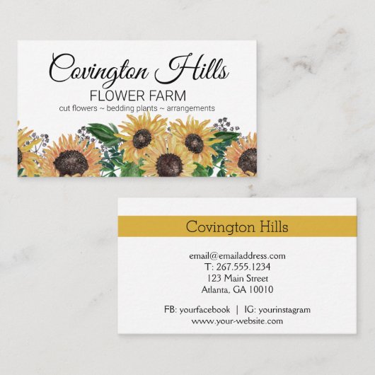 花を売る|ヒマワリファーム名刺 名刺 (正面/裏面)