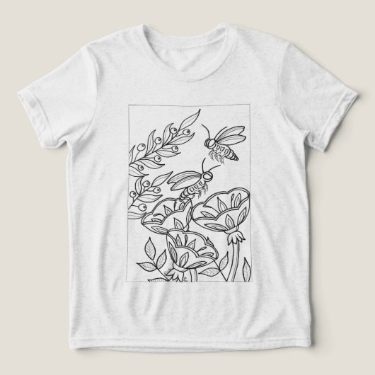 花を彩るスズメ トライブレンドＴシャツ (デザイン正面)
