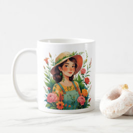 花を愛する女性ガーデナー コーヒーマグカップ