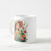 花を愛する女性ガーデナー コーヒーマグカップ (正面左)