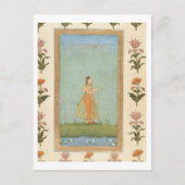 花を手に持つ女性、睡蓮の池のそばに立つ、fr ポストカード (正面)