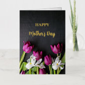 花を折り畳んだフォイルのグリーティングカードを持つ母の日 箔グリーティングカード (正面)