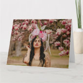 花を折り畳んだ豪華な女性グリーティングカード カード (正面)