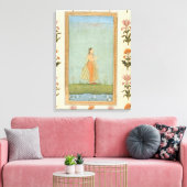 花を持ち、百合の池の横に立っている婦人のために キャンバスプリント (インサイチュ (リビング))