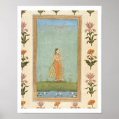 花を持ち、百合の池の横に立っている婦人のために ポスター (正面)