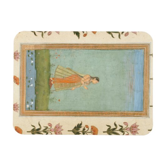 花を持ち、百合の池の横に立っている婦人のために マグネット (横)