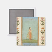 花を持ち、百合の池の横に立っている婦人のために マグネット (正面/裏面)