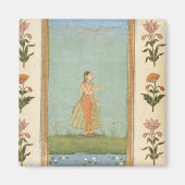 花を持ち、百合の池の横に立っている婦人のために マグネット (正面)