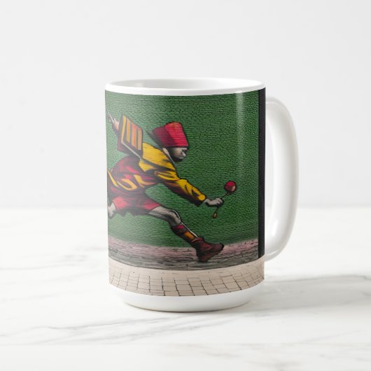 花を持って走る コーヒーマグカップ (正面右)