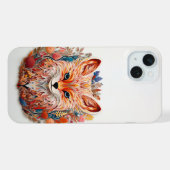 花を持つかわいいキツネの切り絵 iPhoneケース (裏面横)