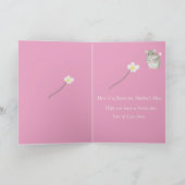 花を持つかわいいグレーと白のハムスター カード (内部)