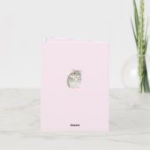 花を持つかわいいグレーハムスター カード (裏面)