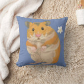 花を持つかわいい毛皮のハムスター クッション (ブランケット)