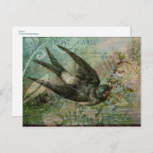 花を持つつばめ ポストカード (正面/裏面)