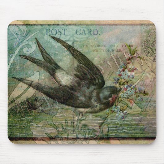 花を持つつばめ マウスパッド (正面)