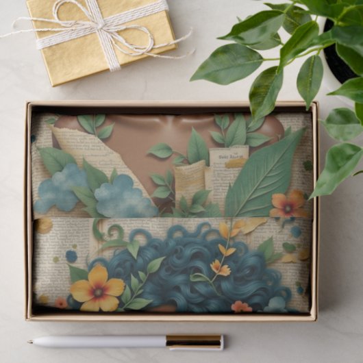 花を持つアフリカ系アメリカ人の女性 – Decopage 薄葉紙 (ギフト)