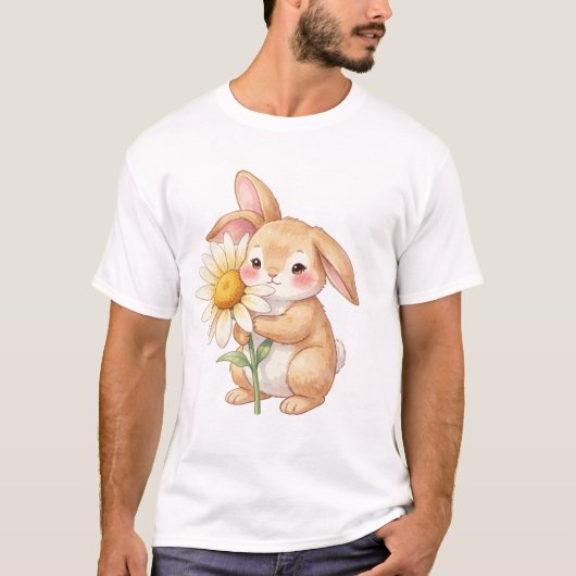 花を持つウサギ 🌼🐰 Tシャツ (正面)