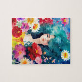 花を持つエーテルの女性 ジグソーパズル (横)