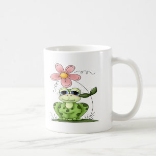 花を持つカエル コーヒーマグカップ