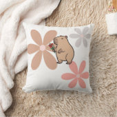 花を持つキュートなカピバラ クッション (ブランケット)