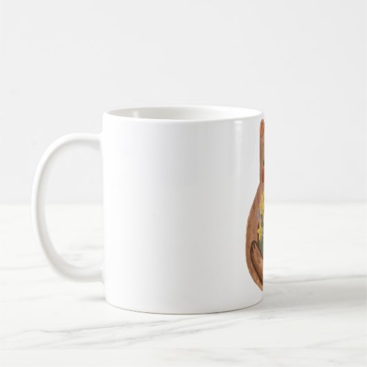 花を持つクマ コーヒーマグカップ (左)