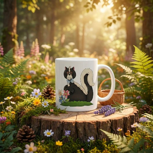 花を持つスカンク コーヒーマグカップ