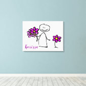 花を持つスティック図形 キャンバスプリント (インサイチュ (ウッドフロア))