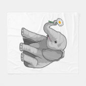 花を持つゾウ フリースブランケット (正面(横))