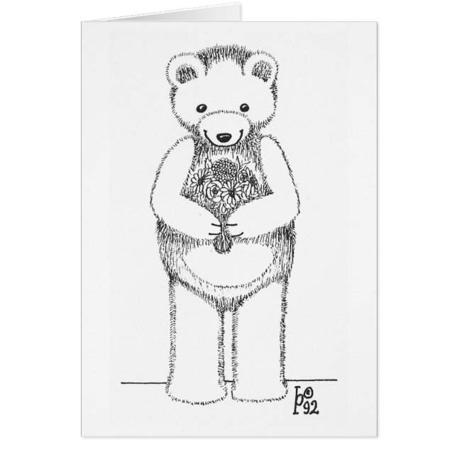 花を持つテディー・ベア (正面)