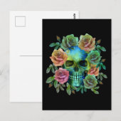 花を持つデスグリーンスカル ポストカード (正面/裏面)