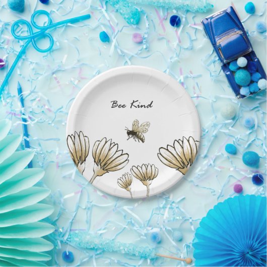 花を持つハチのようなのまわりに ペーパープレート (パーティー)
