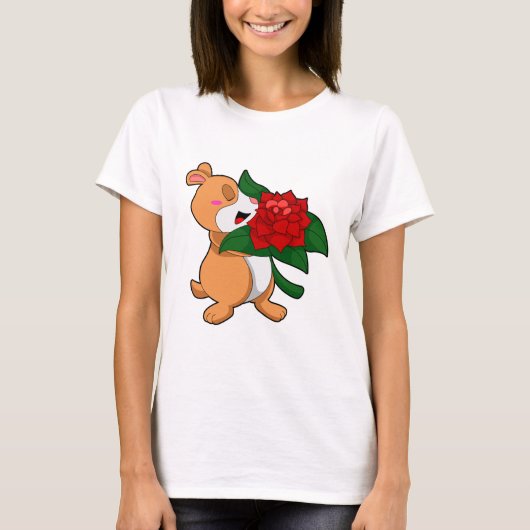 花を持つハムスター Tシャツ (正面)