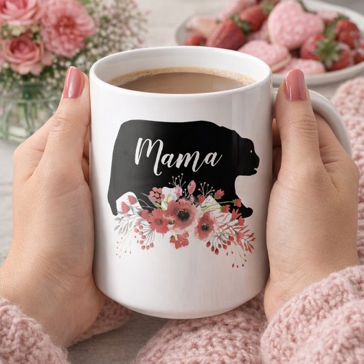 花を持つママベア コーヒーマグカップ