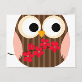 花を持つレトロのフクロウの女の子 ポストカード (正面)