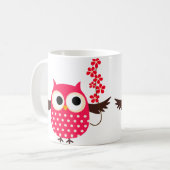 花を持つ女の子のフクロウ コーヒーマグカップ (正面左)