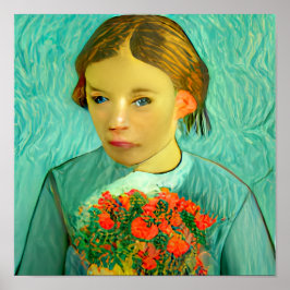 花を持つ女の子バンゴッホのポスター&プリント ポスター