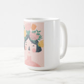 花を持つ女の子 コーヒーマグカップ (正面右)