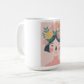 花を持つ女の子 コーヒーマグカップ (正面左)