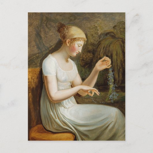 花を持つ女の子 ポストカード (正面)