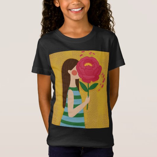 花を持つ女の子 Tシャツ (正面)