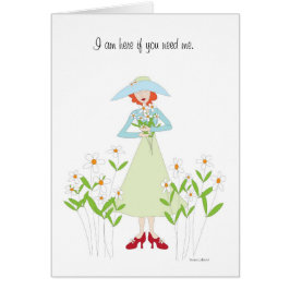 花を持つ女の子Get Wellカード