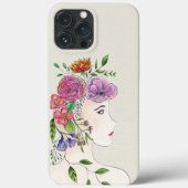 花を持つ女性のイラスト Case-Mate iPhoneケース (裏面)