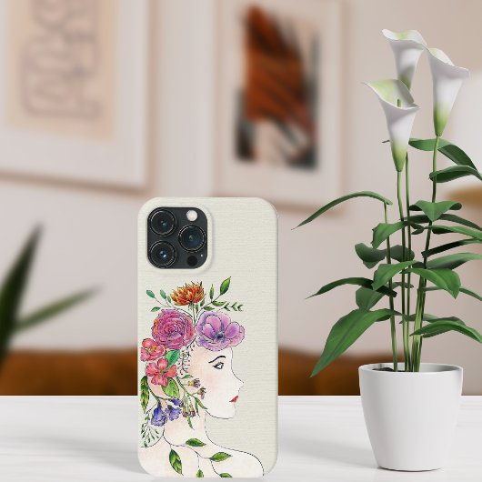 花を持つ女性のイラスト Case-Mate iPhoneケース