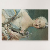 花を持つ女性のポートレート ジグソーパズル (横)